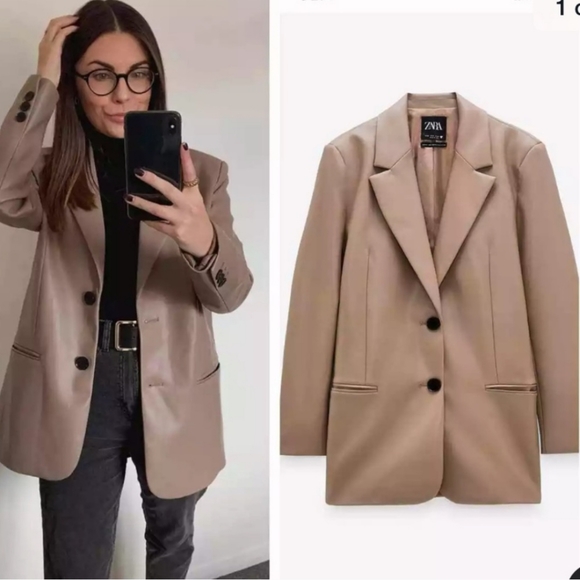 ZARA FAUX LEATHER OVERSIZED BLAZER  Size S and M - Picture 2 of 16